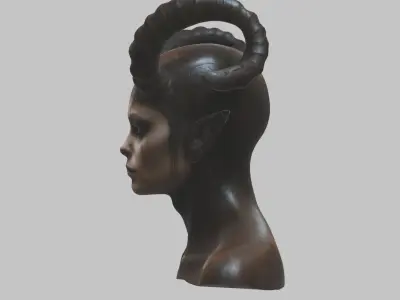 HR Giger Woman Scifi Head Bust Horned ALien Low-poly 3D model