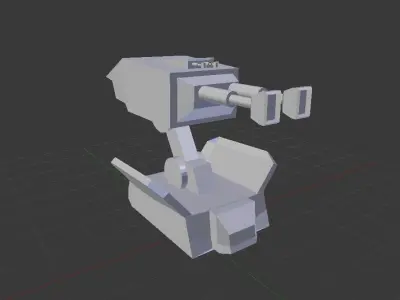 3D Turret Gun Low Poly  Low-poly 3D model