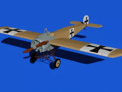 Fokker EIII Low Poly Fighter WWI Low-poly 3D model