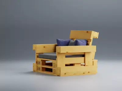 Outdoor Wooden Pallet Furniture Set Low-poly 3D model