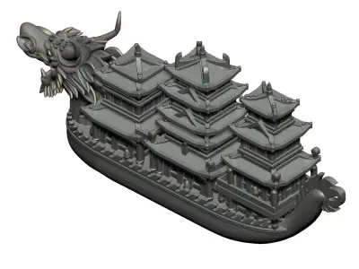 Chinese dragon boat 3D print model get