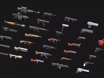 Voxel Weapons Mega Pack Low-poly 3D model