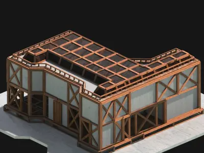 Medieval Low Poly Building Castle Wooden Village Stone House 39 Low-poly 3D model