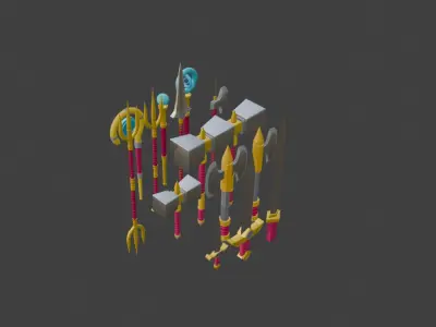 Low Poly Medieval Weapons Collection Low-poly 3D model