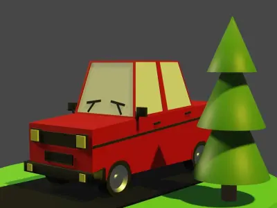 red car Low-poly 3D model
