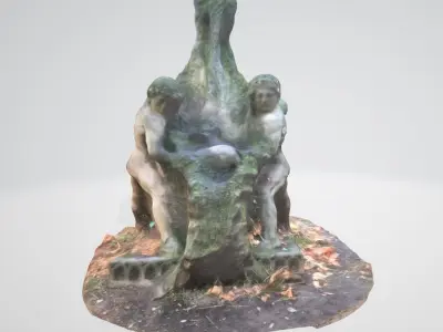 monument14 fountain with two statues 3D model