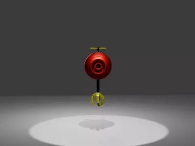 Metallic sci-fi  flying robot  Low-poly 3D model