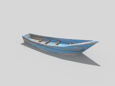 low poly beach boat Low-poly 3D model
