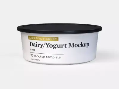 8 oz Dairy Yogurt Dip Sour Cream Plastic Container with Lid 3D model