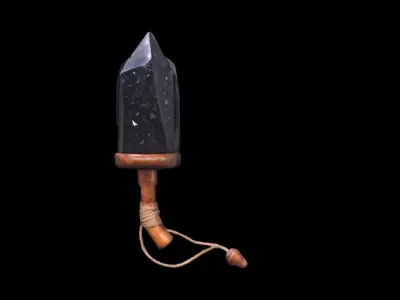 Black Crystal With Wooden Handle 3d Model 3D model purchase