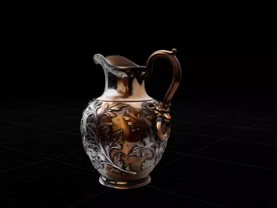 Ornate Victorian Silver  Copper Pitcher Antique Lion Head Ewer Low-poly 3D model