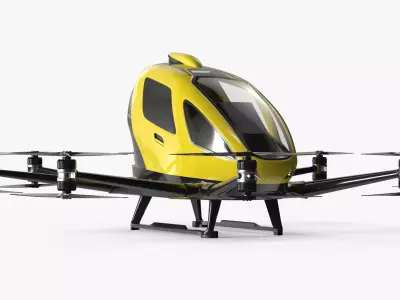 Personal Electric VTOL Aircraft Yellow Rigged 3D model