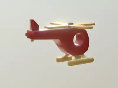 Wooden Toy Helicopter low poly game ready Low-poly 3D model