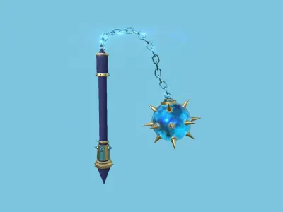 Medieval Flail 08 Water - Character Fantasy Weaponry Low-poly 3D model