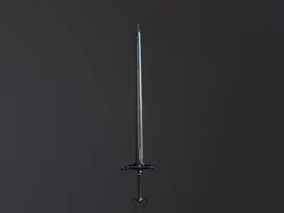 German stylized two-handed sword Low-poly 3D model