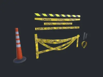Caution Tape Low-poly 3D model