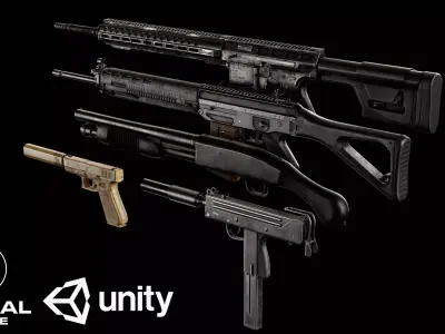 Weapons bundle pack vol 02 Low-poly 3D model