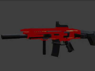 Assault Low Poly gun with paint Free 3D model