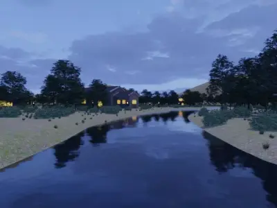 Serene Village At Dusk 3D model