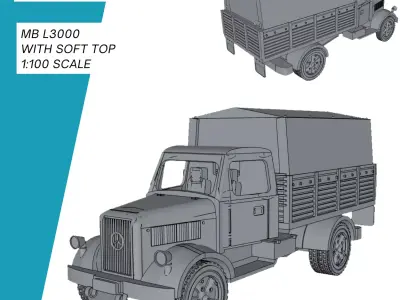 Mercedes Benz L 3000 mit Verdeck WW2 3D print model