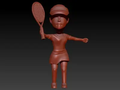 Female Tennis Player Pendant 3D print model