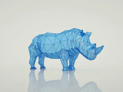 low poly rhino - polygonal Free 3D model