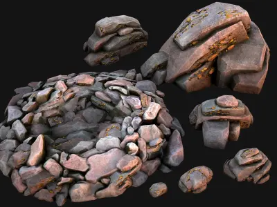 Gold Ore Mineral Treasure Mines Low-poly 3D model