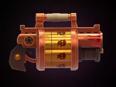 Stylized Fire Revolver 3D model