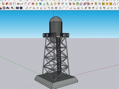 WATER TOWER 01 Low-poly 3D model purchase