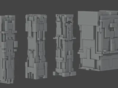 04 Futuristic Sci-Fi Skyscrapers Free 3D model