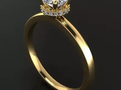 Solitaire Diamond Basket Gallery Engagement Ring 3D print model