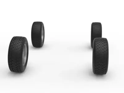Wheel Set of Mod Lite Race car Scale 1 to 25 3D print model