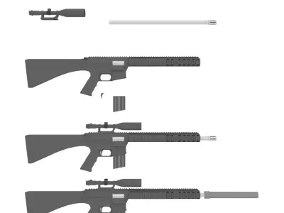 Mk 11-M110 Sniper Rifle - Game ready - Rigged - Low-poly 3D model