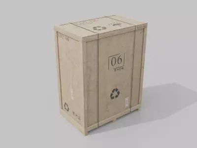 Tall Rectangular Wooden Crate - Customizable Shipping Box Low-poly 3D model