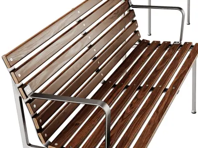 Traverse Garden Bench with armrests with back by Hay 3D model