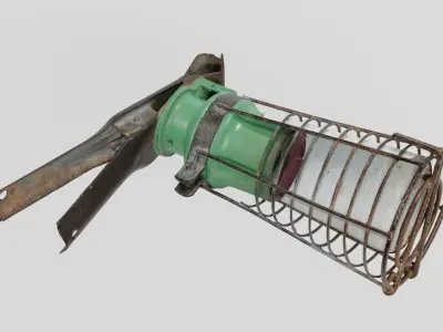Work Light Cage Lamp  photogrammetry scan PBR 4K textures Low-poly 3D model