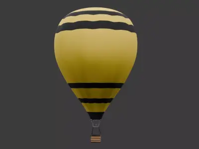 Yellow black  hot air balloon Low-poly 3D model