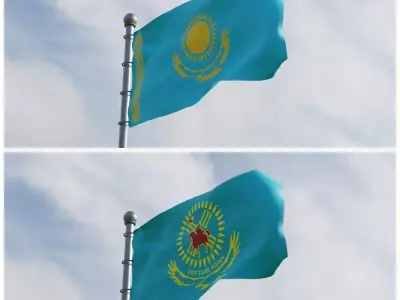 Animated Kazakhstan Flags 3D model