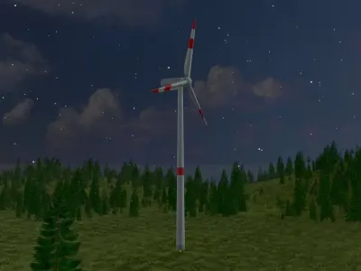 Wind turbine N1 H-150 RD 148 m with animation Low-poly 3D model