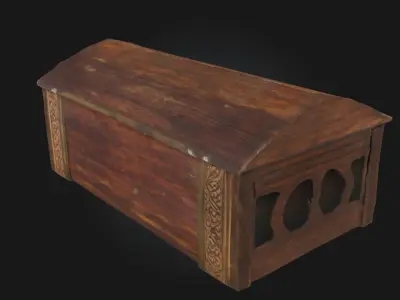 Antique Wooden Chest Vintage Storage Model 3D model