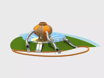 Kids outdoor commercial play structure 3D model 3D model 6