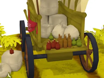 Wagon - Hand Painted Low-poly 3D model