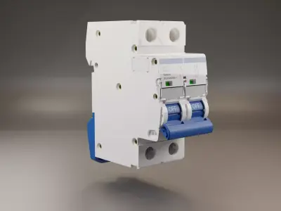 Electrical part 2pole Miniature Circuit Breaker 3D model