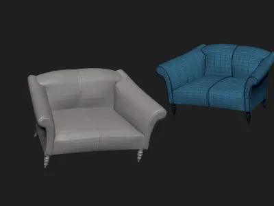 sofa  stylized Low-poly 3D model