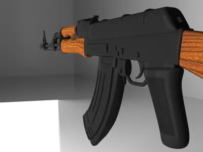 akm AK-47 rifle Low-poly 3D model