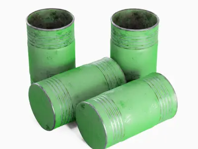 Old Steel Barrel 03 Low-poly 3D model