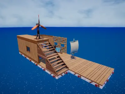 Raft Builder Kit Survival Free low-poly 3D model