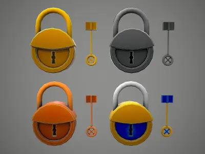 PADLOCK 2 CARTOON STYLIZED Low-poly 3D model