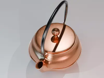 Copper teapot 3D model hardsuface Low-poly 3D model