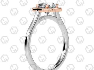 Ring 190 Radiant Shape Cathedral Halo with Gems 3D print model